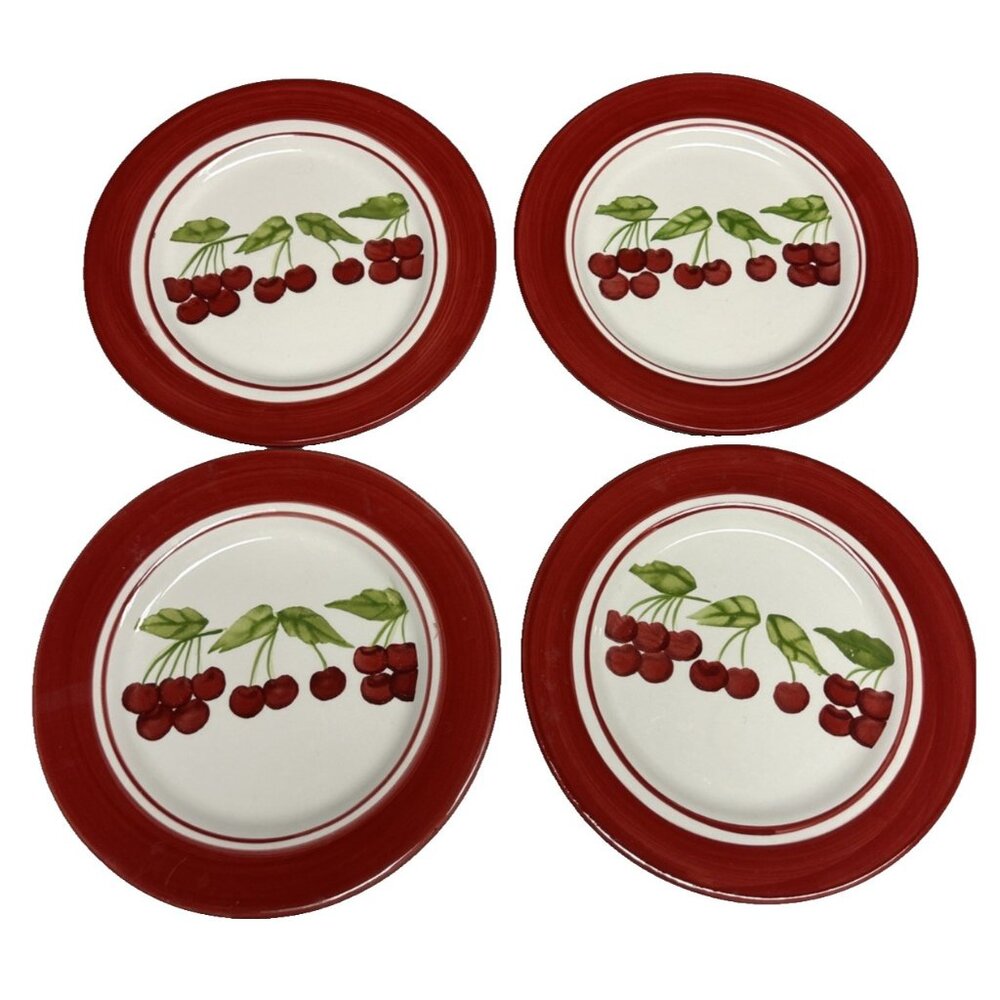 Sonoma Fruit Punch Cherry Small Salad Dessert Plates Ceramic
